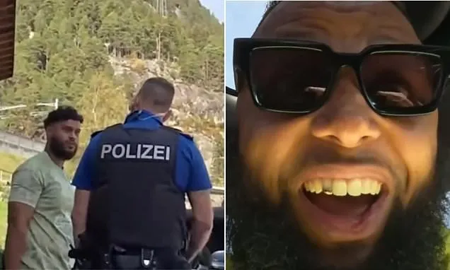 'This is Switzerland, not f***ing Britain!': Moment furious Swiss cop berates Brit Youtuber for 'driving like a maniac' across Alps during supercar rally