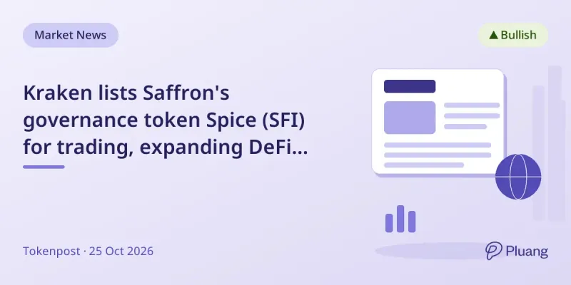 Kraken lists Saffron's governance token Spice (SFI) for trading, expanding DeFi options. - Pluang