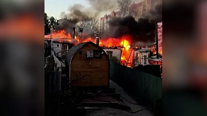 Russia: flames engulf buildings after Ukrainian drone attack in Voronezh region