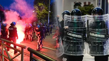Włochy w ogniu, zamieszki przybrały na sile. Petardy i race poleciały w policję
