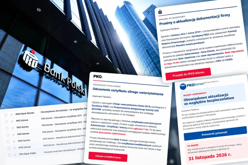 Siedem maili w dwa dni. Przedsiębiorca pokazuje, jak oszuści podszywają się pod PKO BP. Ekspertka i CERT Polska ostrzegają - MyCompanyPolska.pl