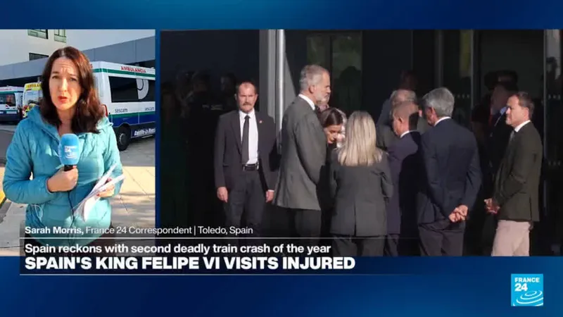 Spain's King Felipe VI and Queen Letizia visit injured in train crash at Toledo hospital